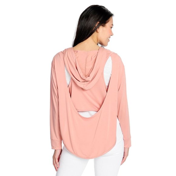 NWOT- HRP Peete Knit Long Sleeve Cut-out Racerback 2-Pocket Front Rose, Size M - Picture 1 of 3